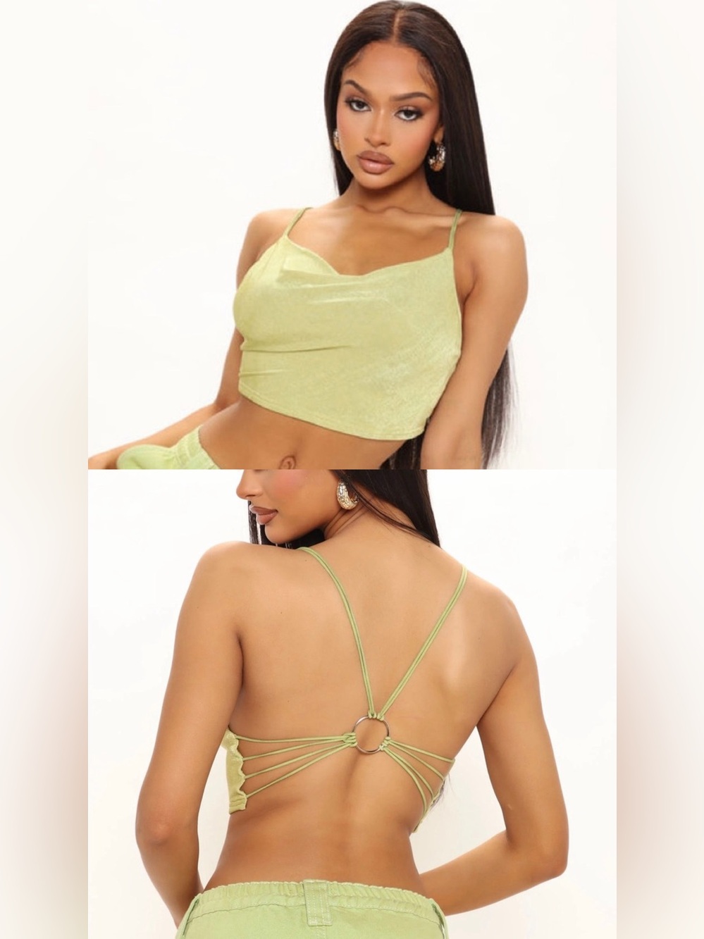 Fashion nova backless green top